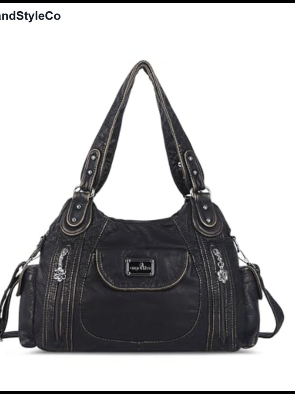 Washed PU Leather Hobo Shoulder Bag Multi-Pocket Adjustable Crossbody Tote